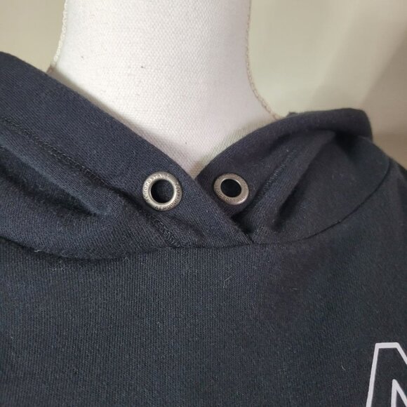 Aeropostale Sweatshirt Cropped Raw Edge Hem Black Hoodie Womens Medium - Picture 7 of 8